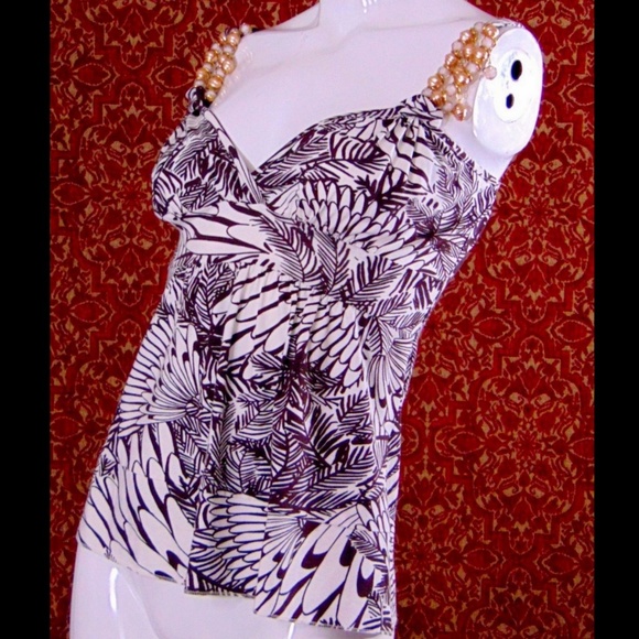 NEW DIS MOI brown floral spaghetti strap blouse S 💥 - Picture 4 of 8